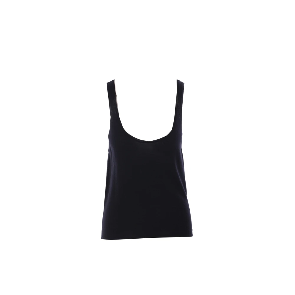 Saint Laurent Zwart Wollen Blend Tank Top Black Dames