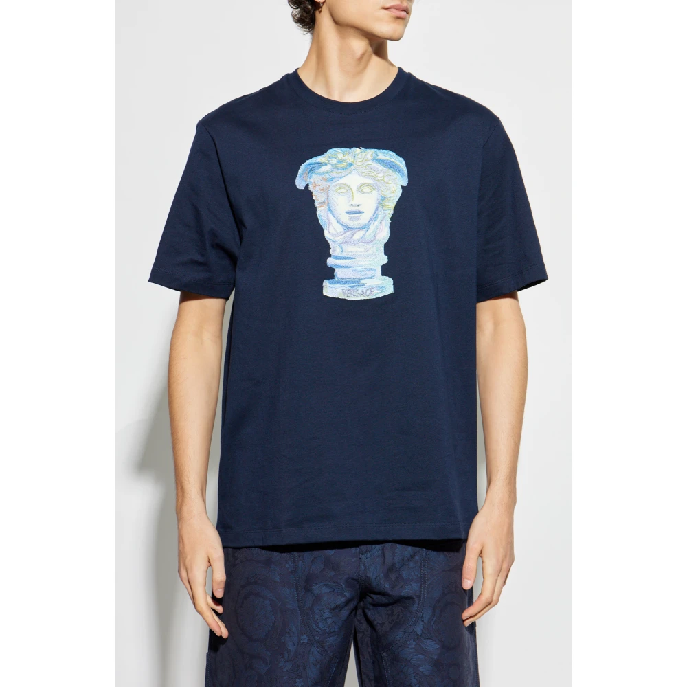 Versace T-shirt met Medusa-hoofd Blue Heren