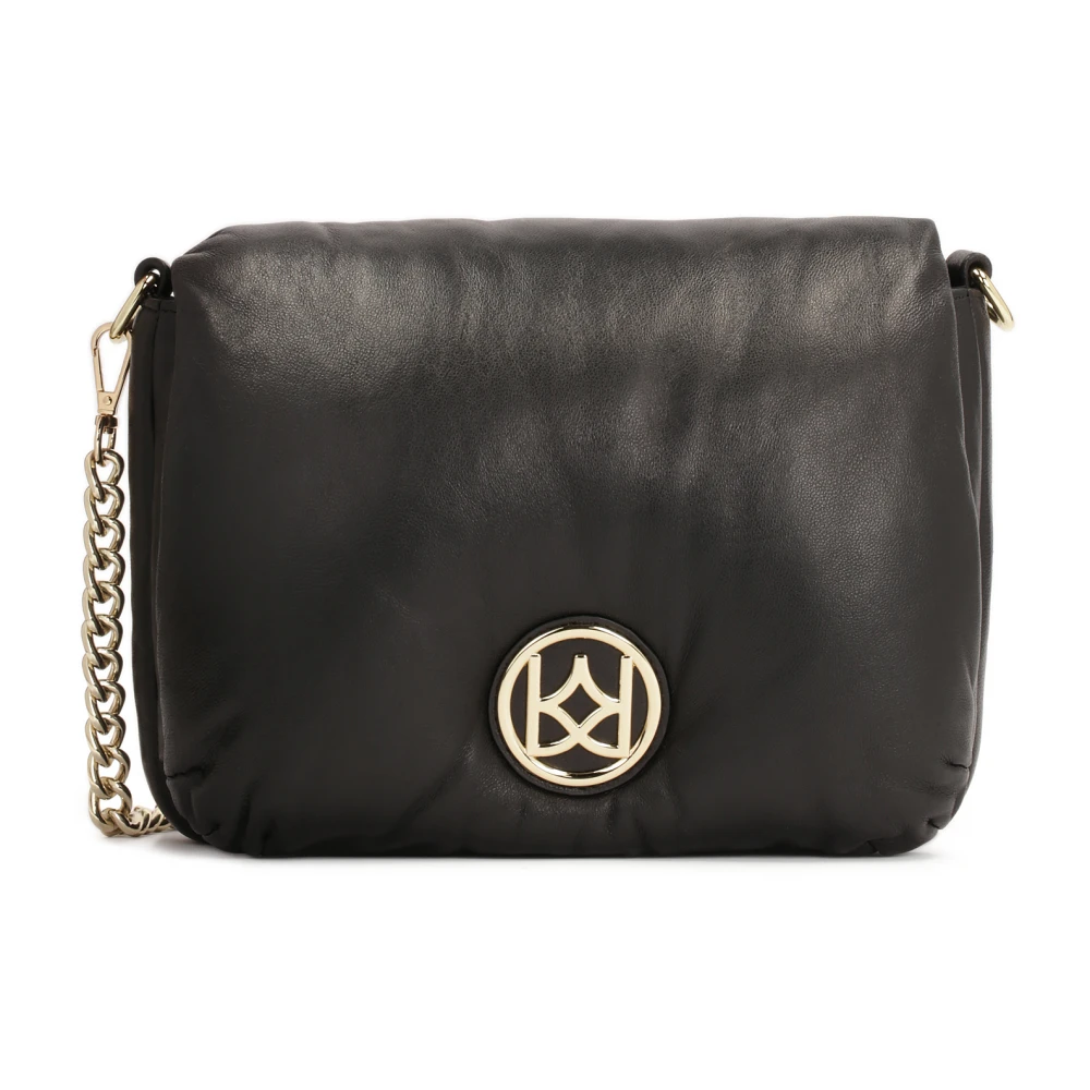 Kazar Zwarte handtas met volumepuff-effect Black Dames