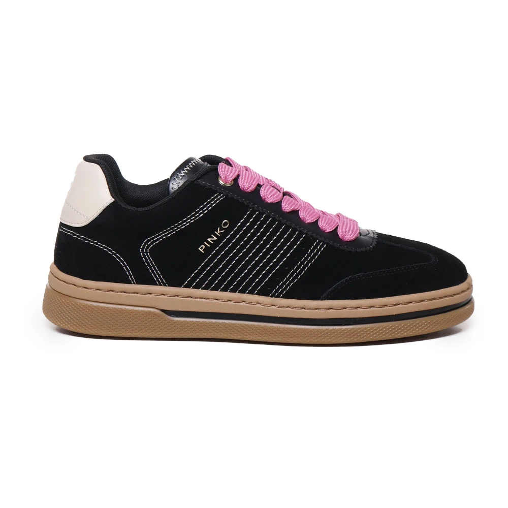 PINKO Färgglada Snören Broderade Sneakers Svart Black, Dam