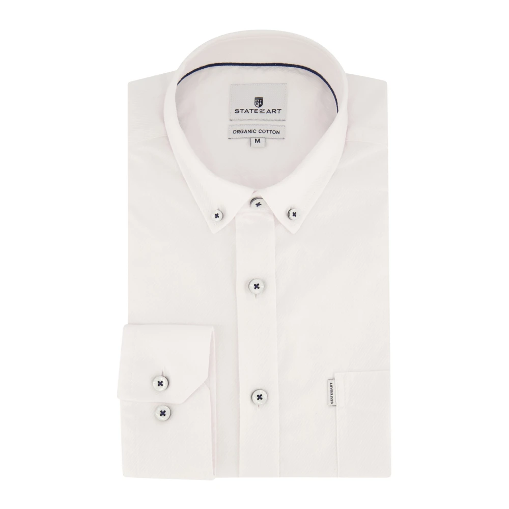State of Art Casual wit overhemd met wide spread boord White Heren