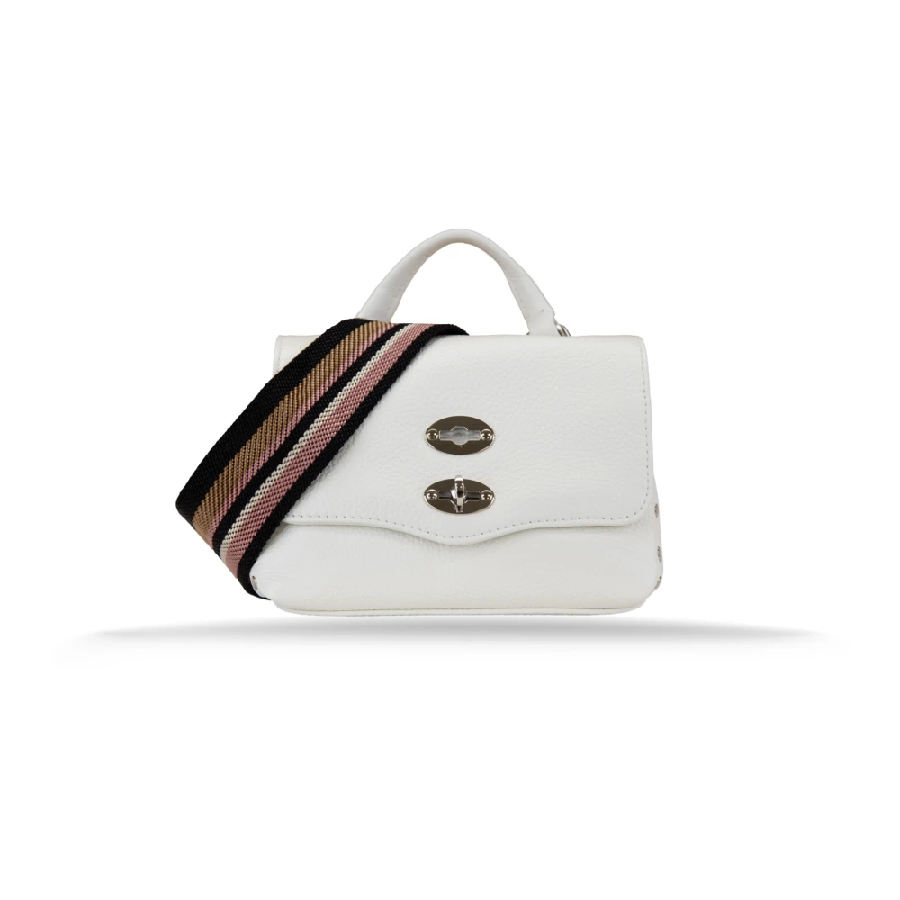 Zanellato Women's White Italian Leather Crossbody Bag With Metal Details