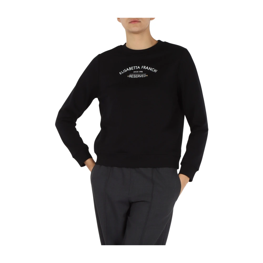 Elisabetta Franchi Katoenen Logo Sweatshirt Black Dames