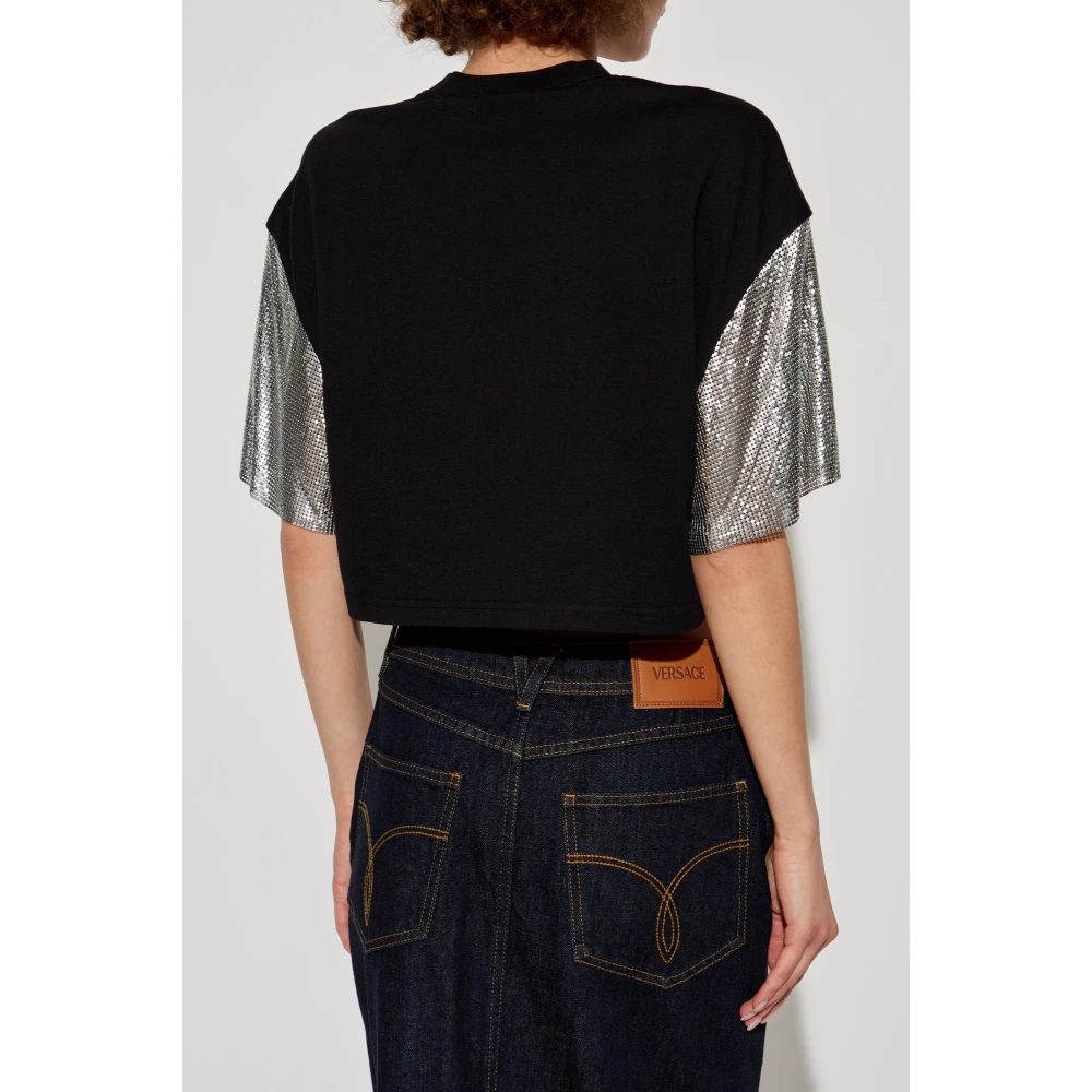 Versace Korte oversized t-shirt Black Dames