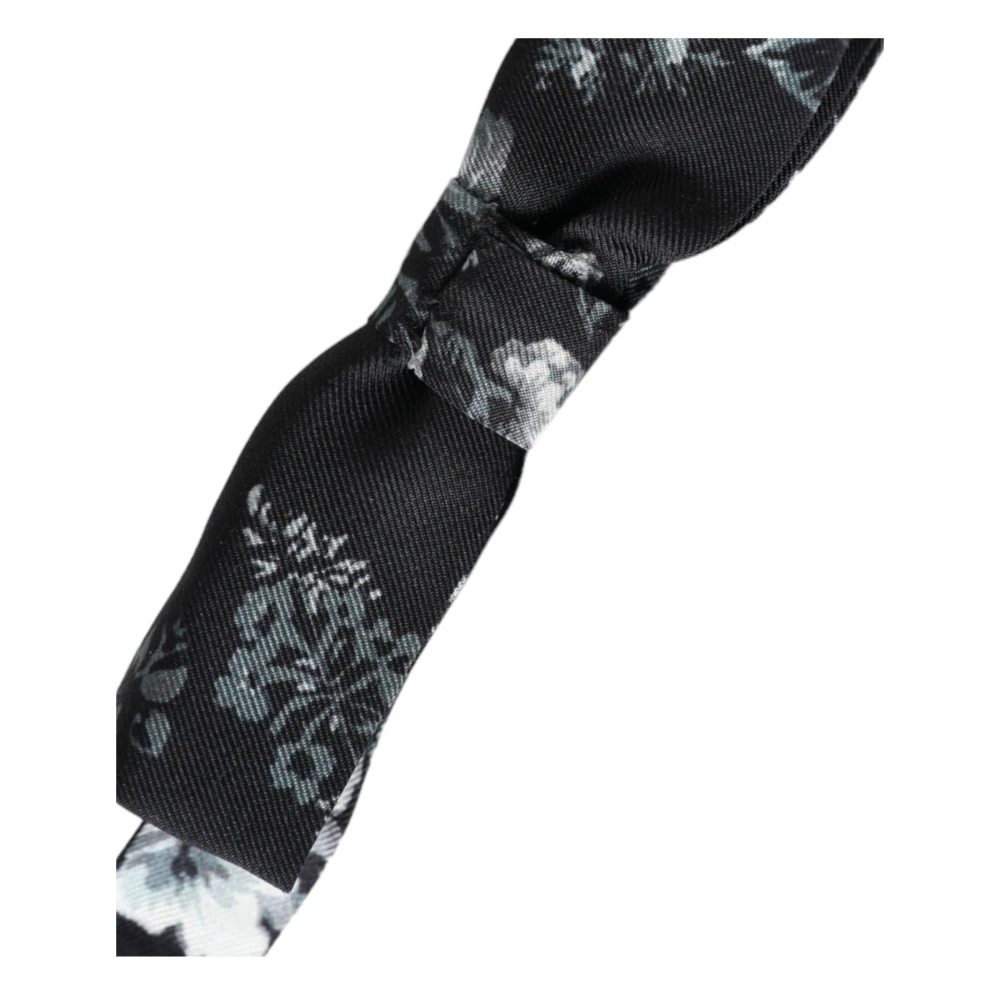 Dolce & Gabbana Zwarte Bloemen Zijden Verstelbare Hals Heren Vlinderdas Black Heren