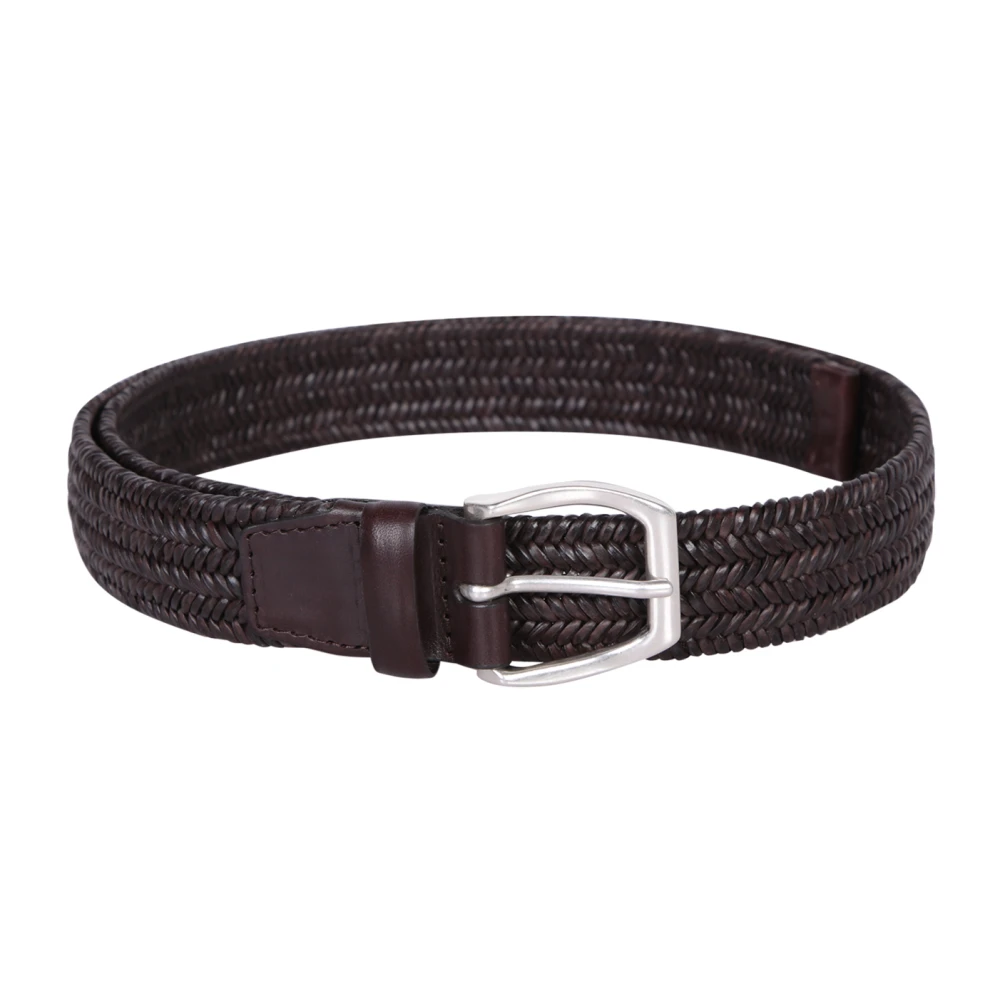 Orciani Men's Brown Belts,, Leather Woven Belt Medium