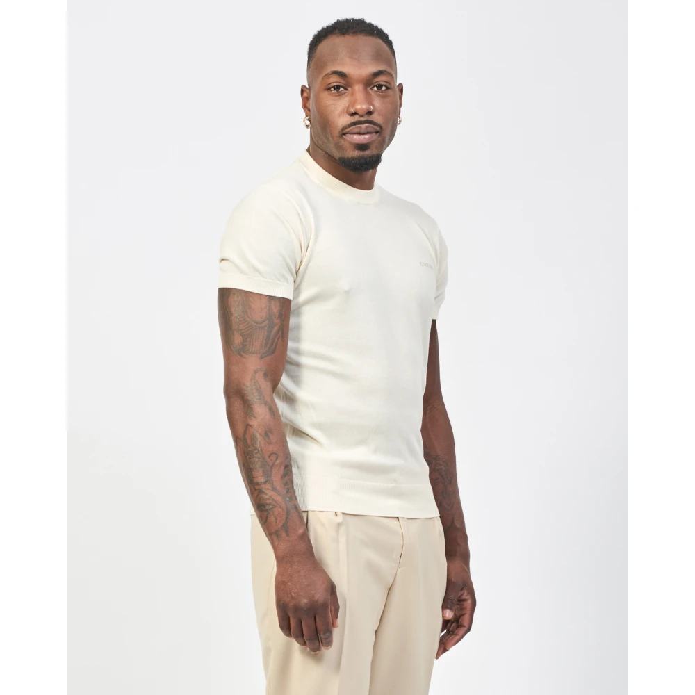 Guess Beige T-shirt met Ribbed Trim Beige Heren