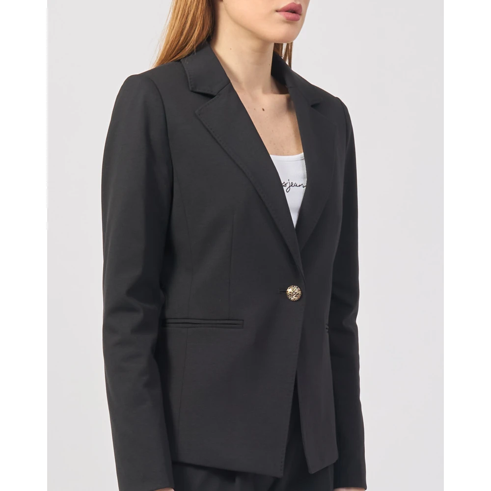 YES ZEE Zwarte jas met Milano-stiksels Black Dames
