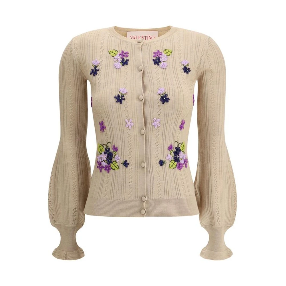 Valentino Bloemen Ballonmouw Vest Beige Dames