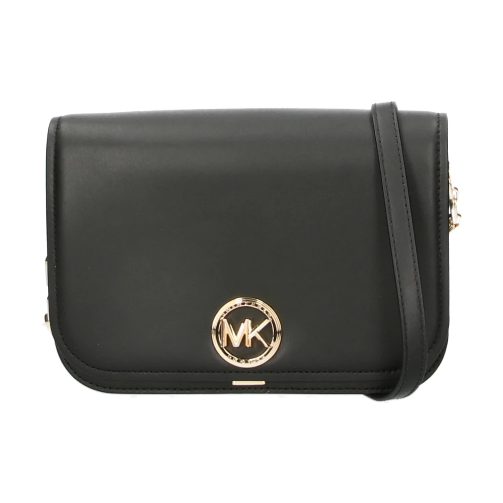 Michael Kors Chique Delancey Messenger Tas van Leer Black Dames