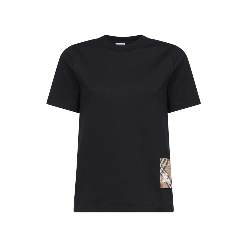 Burberry Women's Black Check Label T-Shirt - T-Shirts - S - Tops
