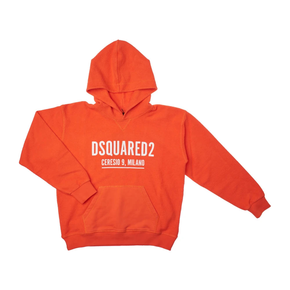 Dsquared2 Men's Orange Urban Hoodie With Ceresio 9 Print