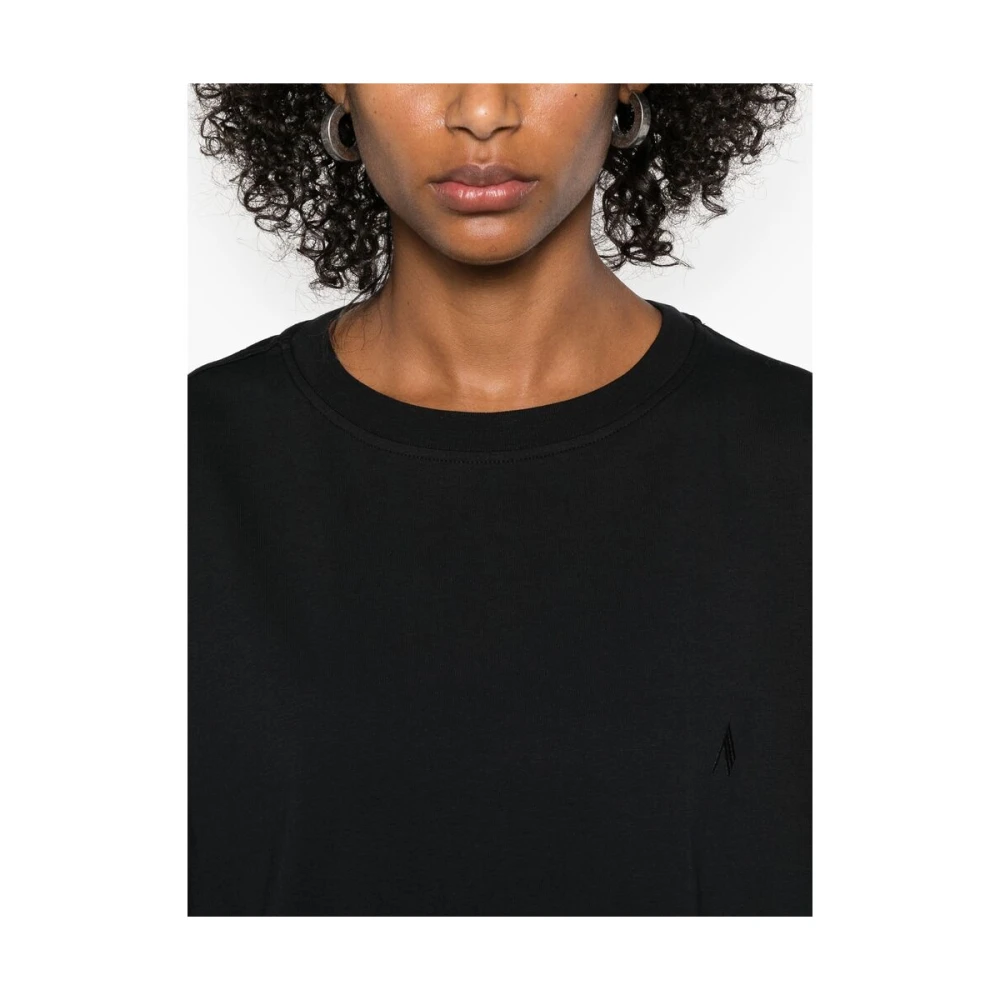 The Attico Zwarte Crew Neck T-shirt met Geborduurd Logo Black Dames