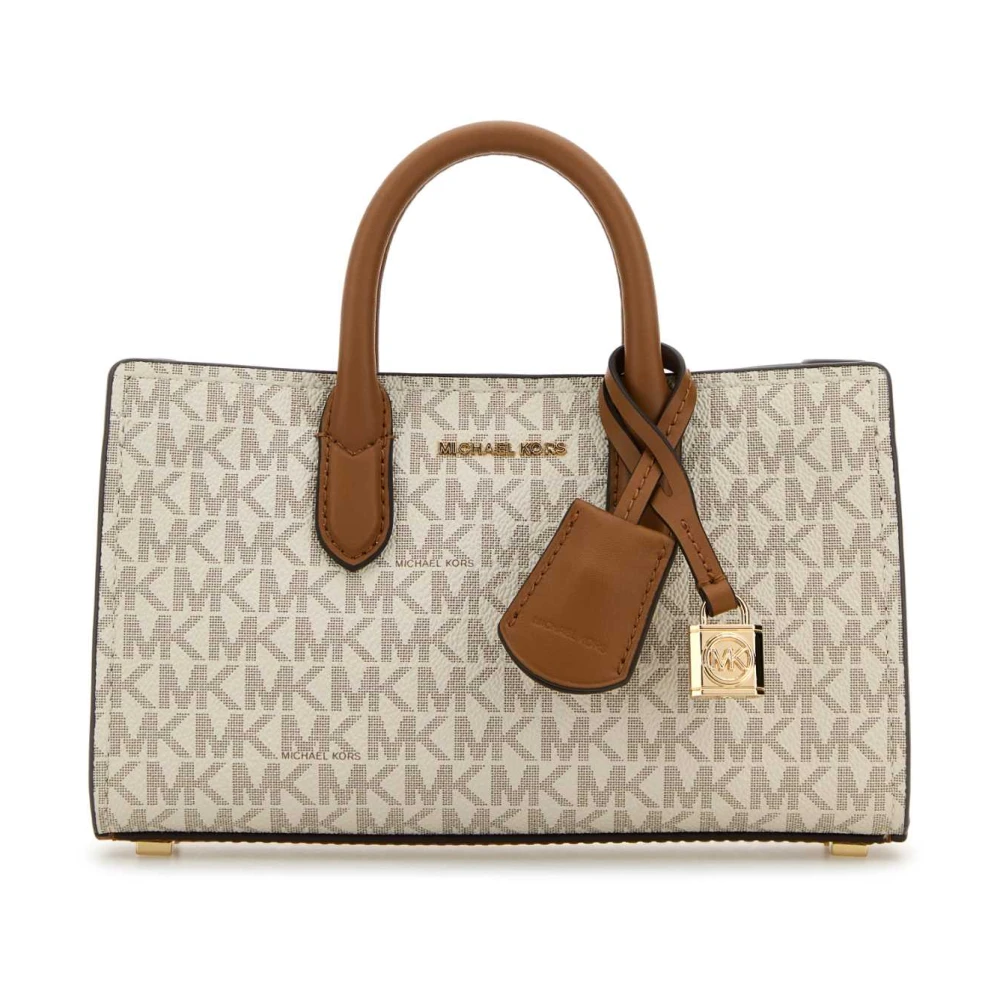 Michael Kors Kleine Gecoate Stoffen Schoudertas Beige Dames