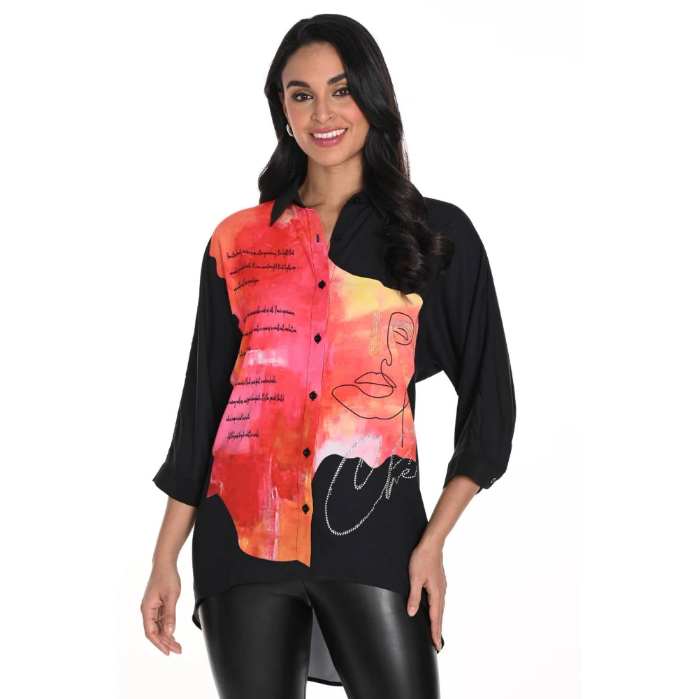 Frank Lyman Zwarte Shirt met ¾ Mouwen Multicolor Dames