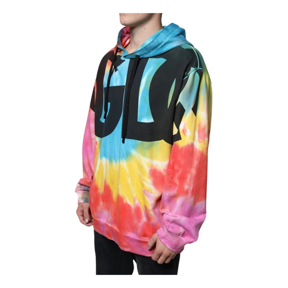 Dolce & Gabbana Tie Dye Hoodie van Katoen met Logo Multicolor Heren