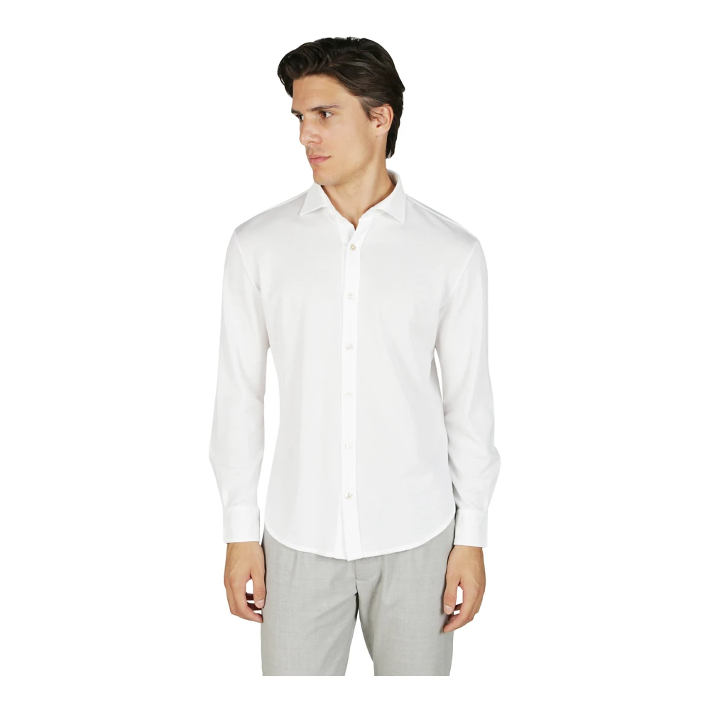 Eleventy Dandy Kraag Jersey Shirt White Heren