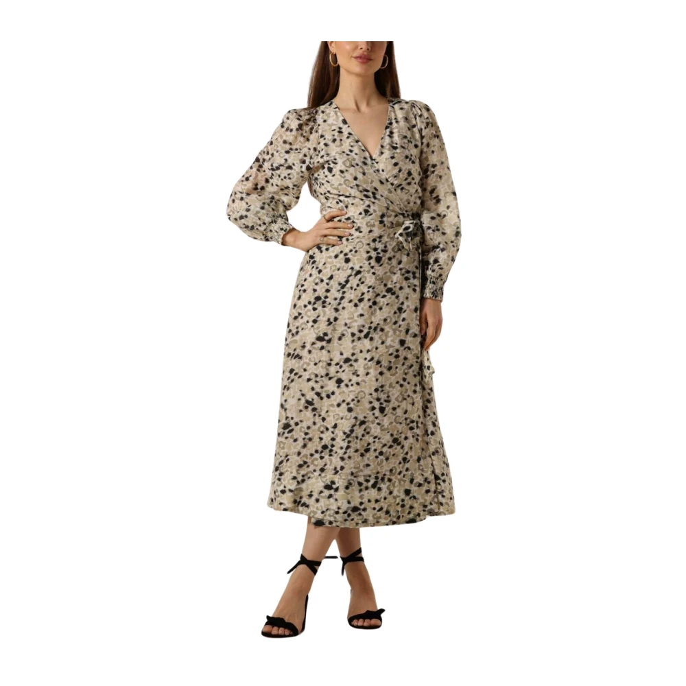 Second Female Beige Wrap Jurk Gaura Midi Stijl Second Dames Multicolor Dames