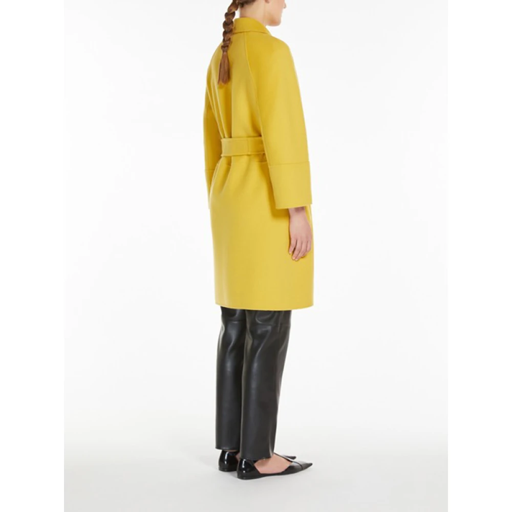 Max Mara Korte jas van zuivere wol wijde snit Yellow Dames