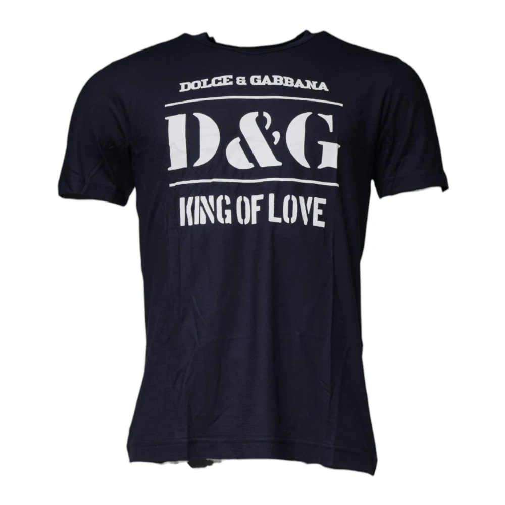 Dolce & Gabbana Men's Blue Graphic Print Cotton T-Shirt