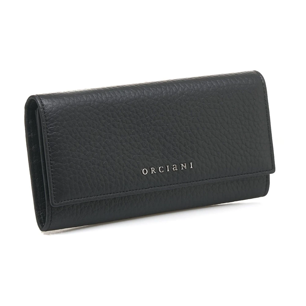 Orciani Zwarte Leren Portemonnee Elegant Ontwerp Black Dames