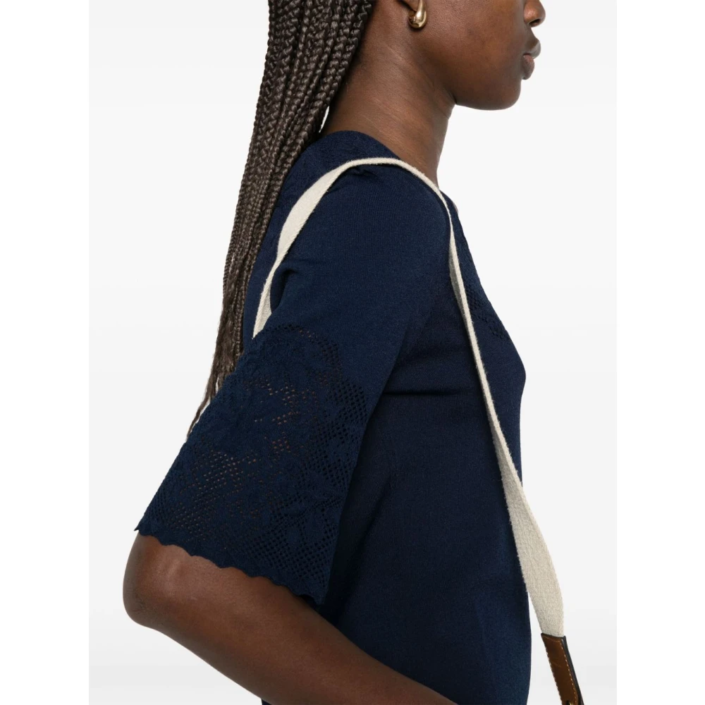 Twinset Blauwe V-hals Sweaters Omgeslagen Rand Blue Dames