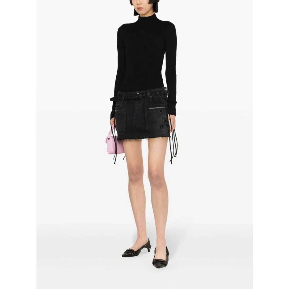 Courrèges Zwarte Solar Trui Ribgebreid Black Dames