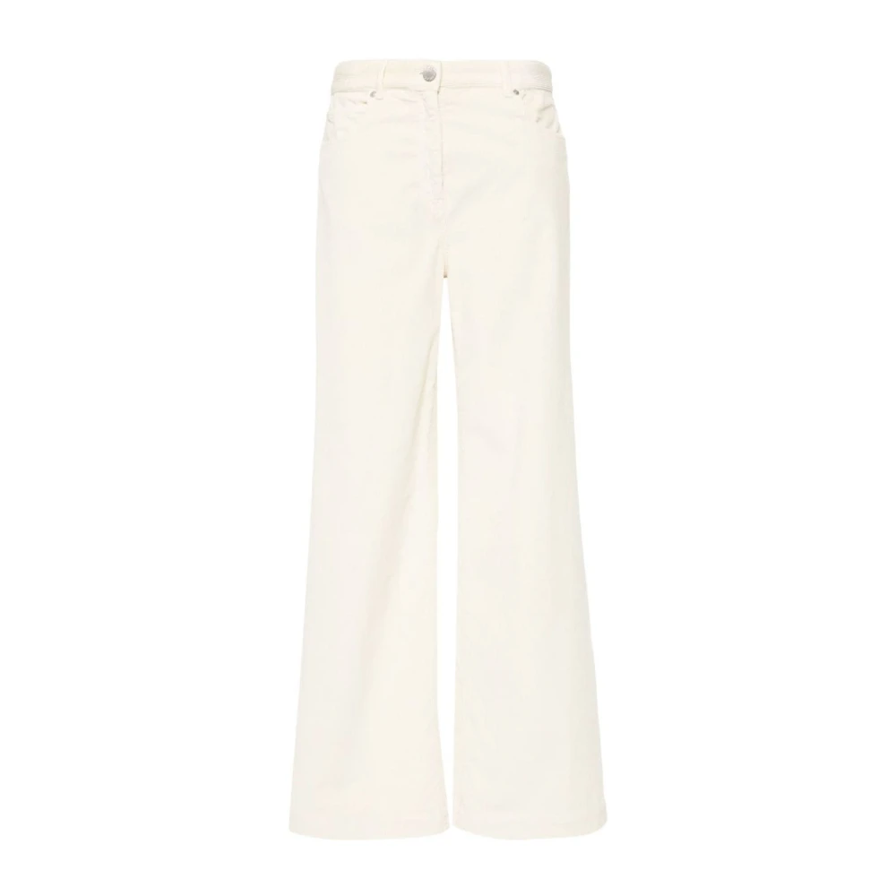 Pinko Gestreepte Katoenmix Wijde Pijpen Broek White Dames