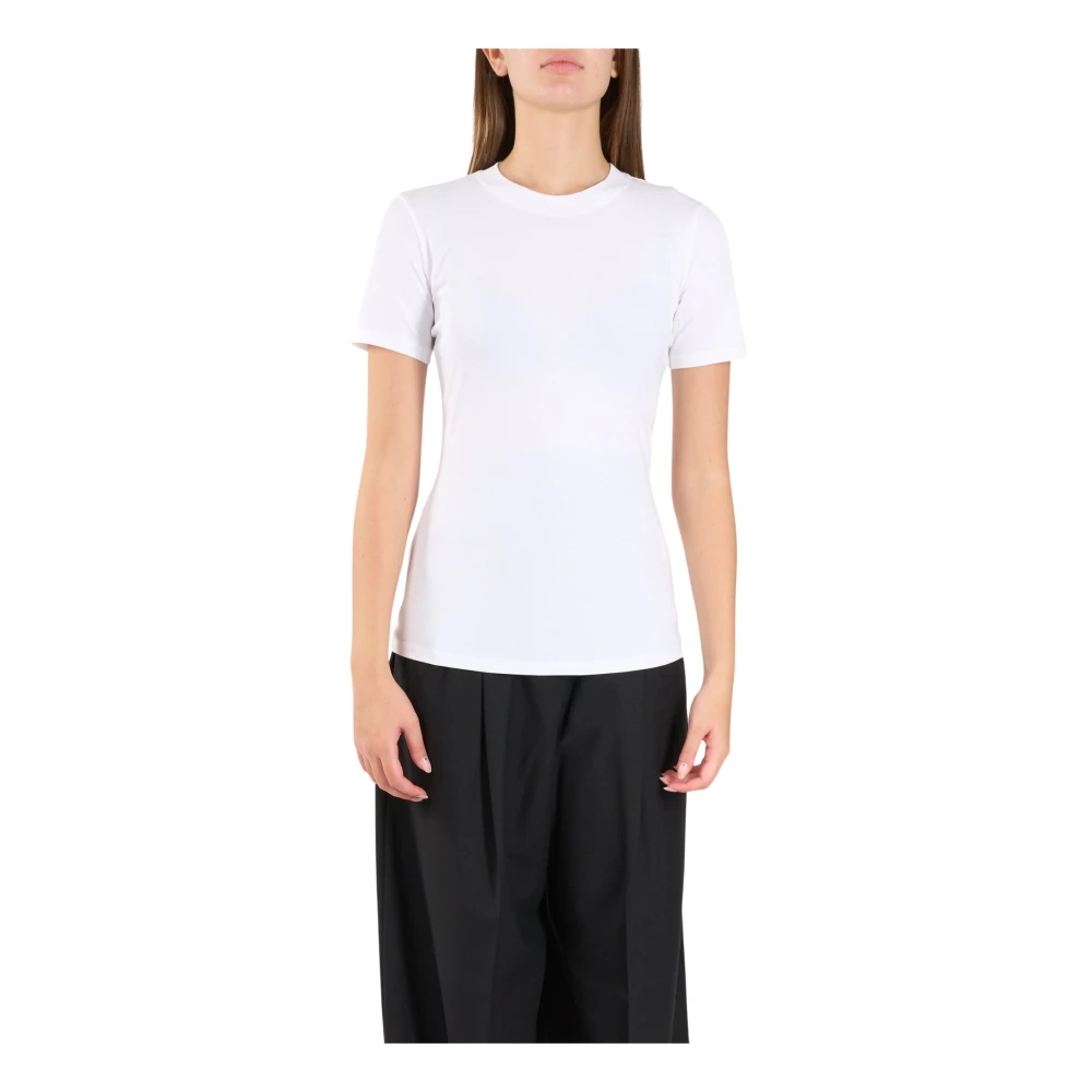 SPORTMAX Stretch Katoenen Jersey T-shirt Polder Model White Dames