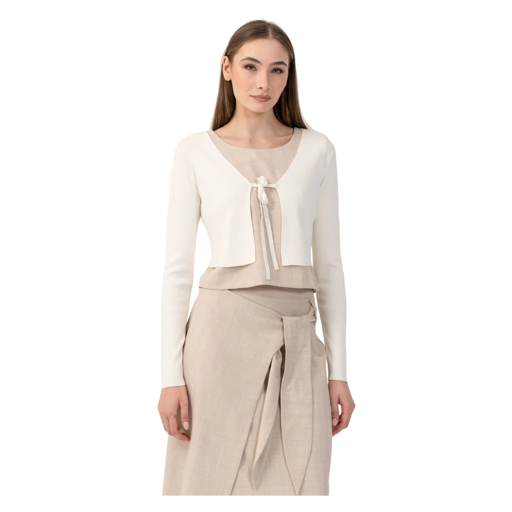 Kocca White Chic Cropped Long Sleeved Top - Female - Cardigans - L - Knitwear