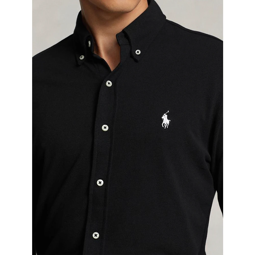 Ralph Lauren Kenmerkende Button-Down Overhemd voor Tussenseizoen Black Heren