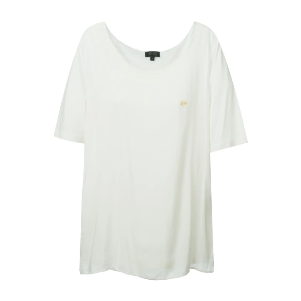 Armani Jeans G1 TOP - Stilfullt Mode Essential White, Dam