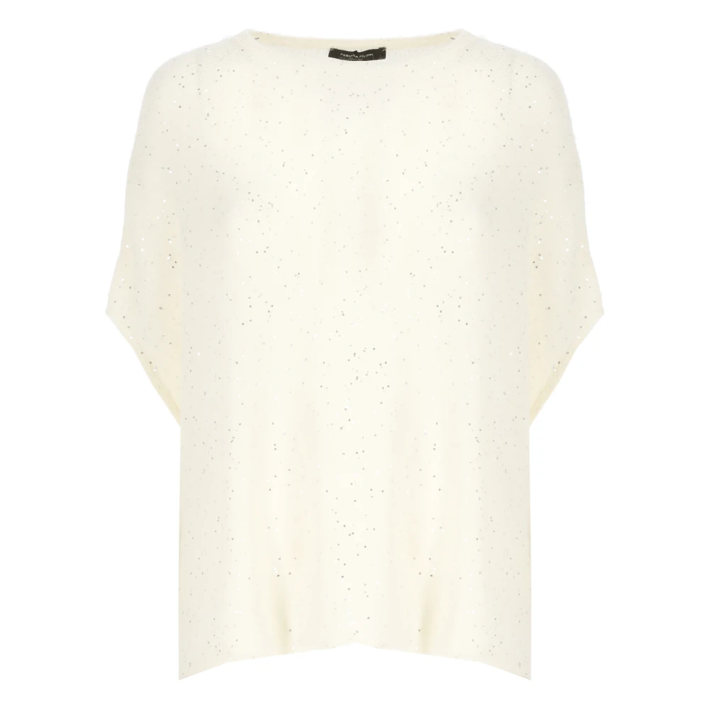 Fabiana Filippi Ivoor Paillet Mouwloze Trui Beige Dames