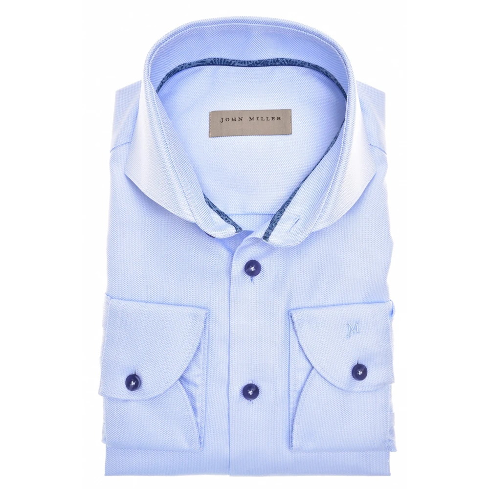 John Miller Lichtblauwe Overhemdjurk van Katoen Slim Fit Blue Heren