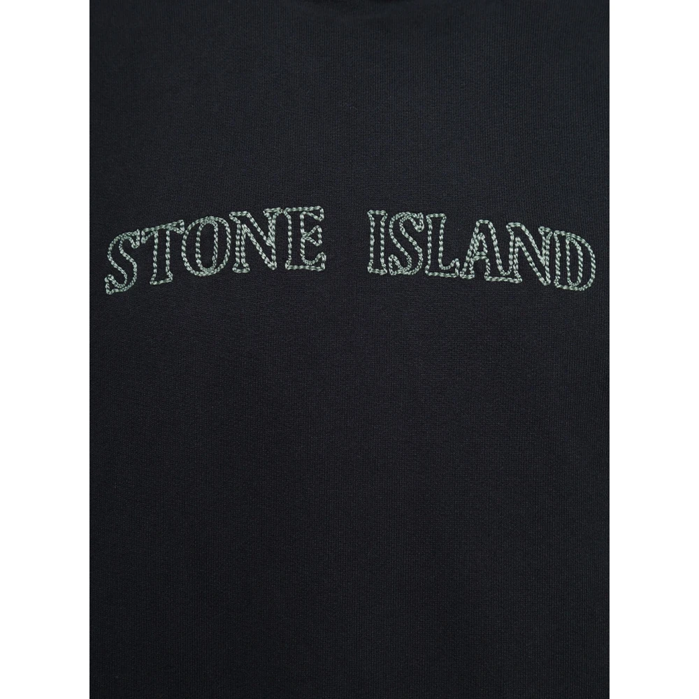Stone Island Zwarte Sweaters met Capuchon en Logo Black Heren