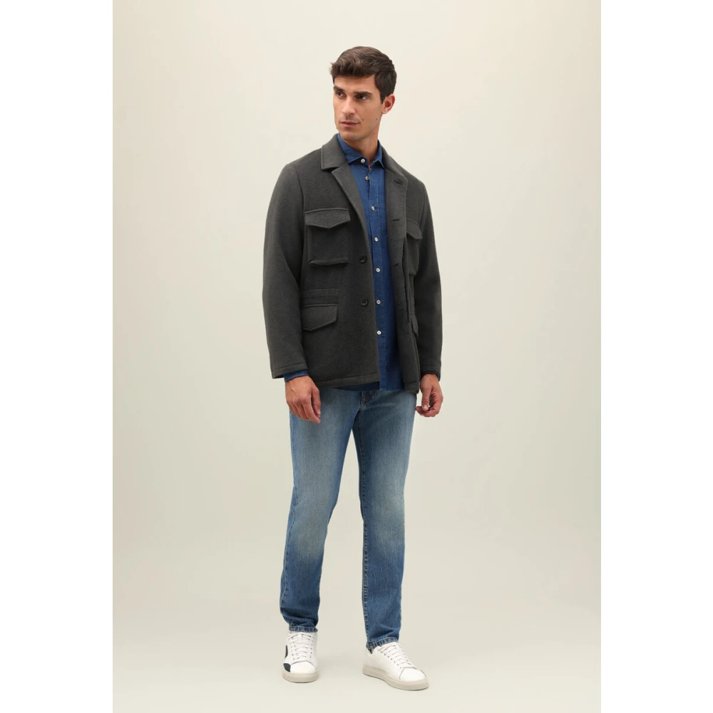 Boglioli Garment Dyed Cashmere Field Jacket Gray Heren