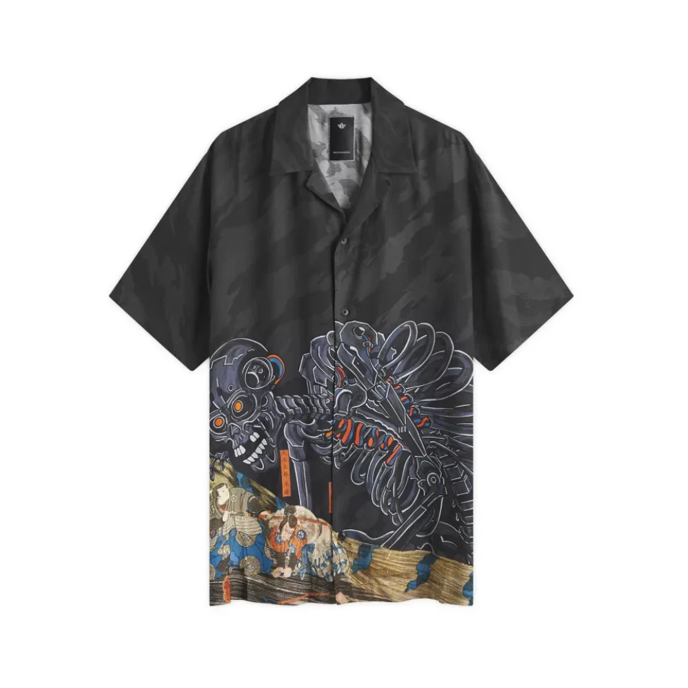 Maharishi Cyber Skeleton Camp Kraag Shirt Black Heren