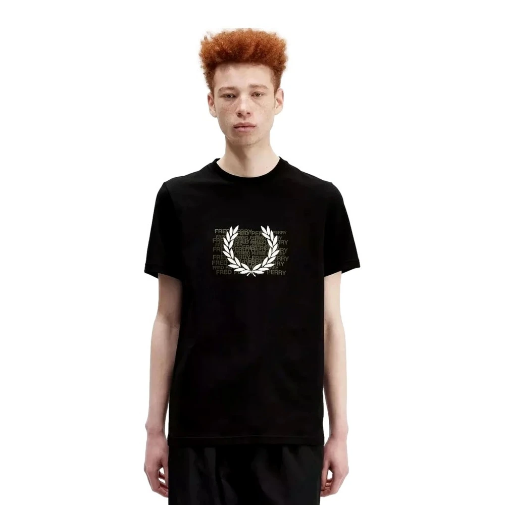 Fred Perry Zwart Grafisch T-shirt Black Heren