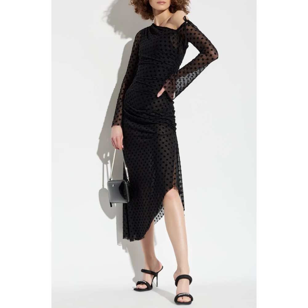 Misbhv Jurk met monogram en fluwelen afwerking Black Dames