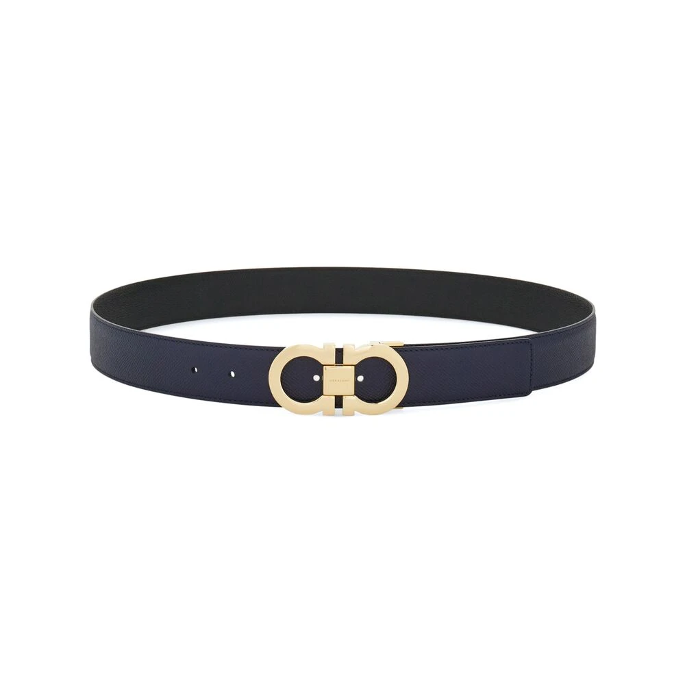 Salvatore Ferragamo Omkeerbare Gancini Gesp Riem Blue Heren