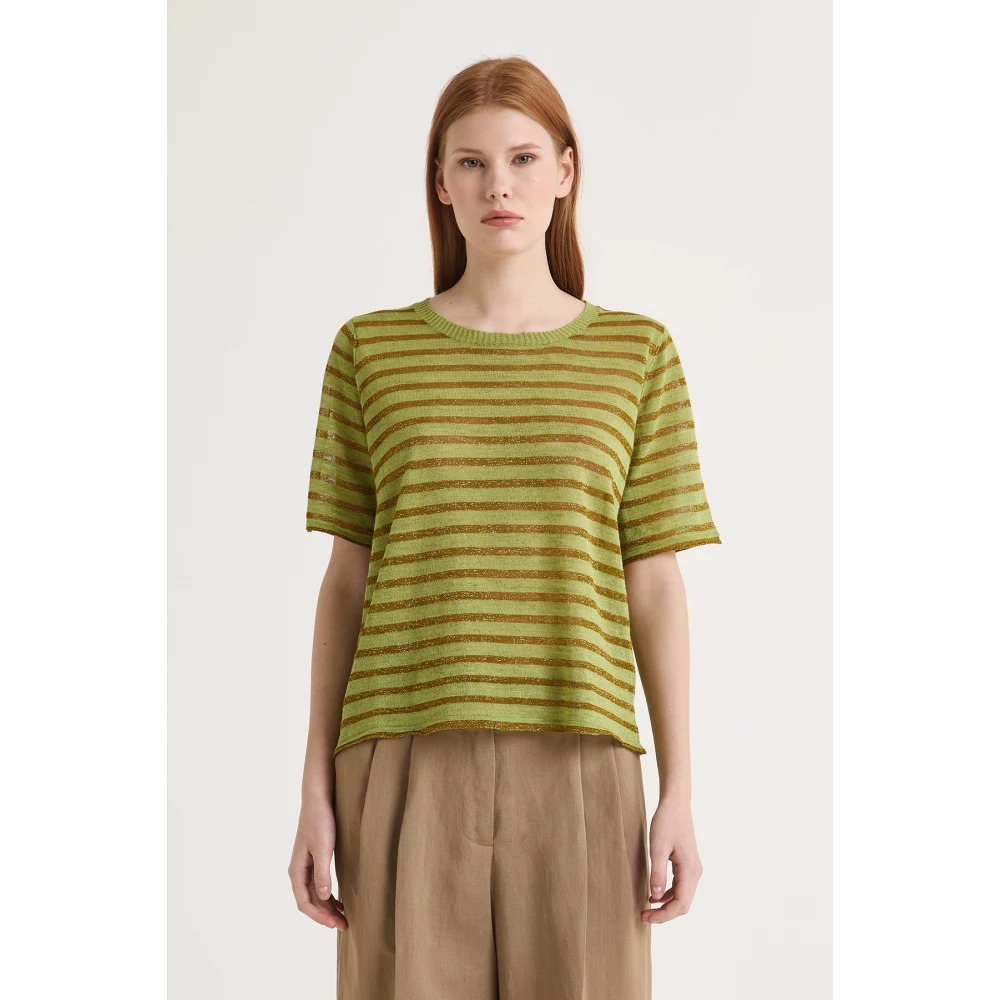 Maliparmi Zomer Linnen T-Shirt Green Dames