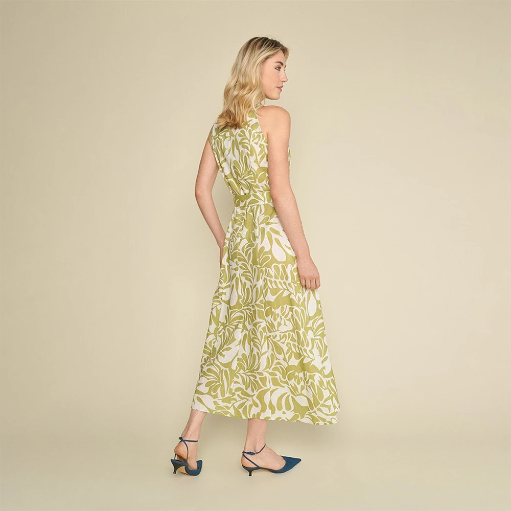 Marie Méro Bloemenprint Mouwloze Zomerjurk Green Dames