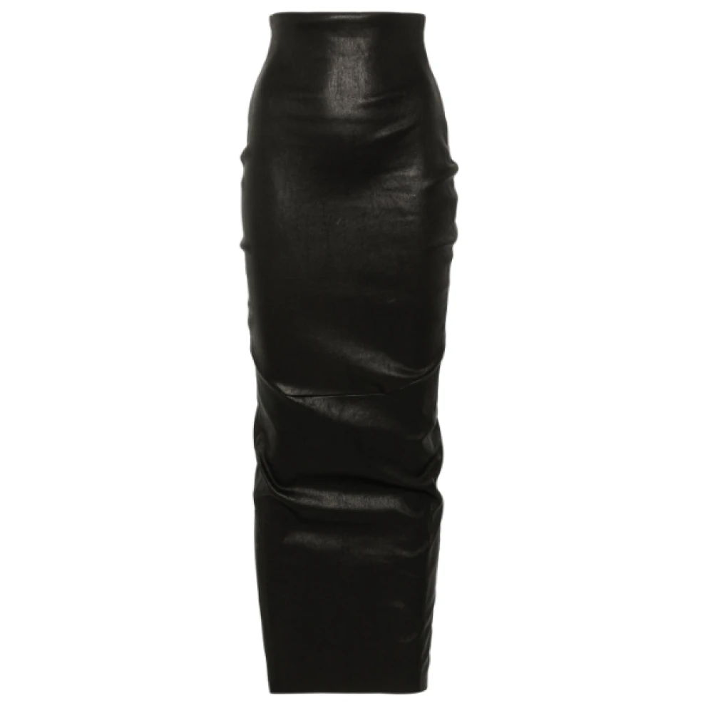Rick Owens Zwart Leren Minirok Black Dames