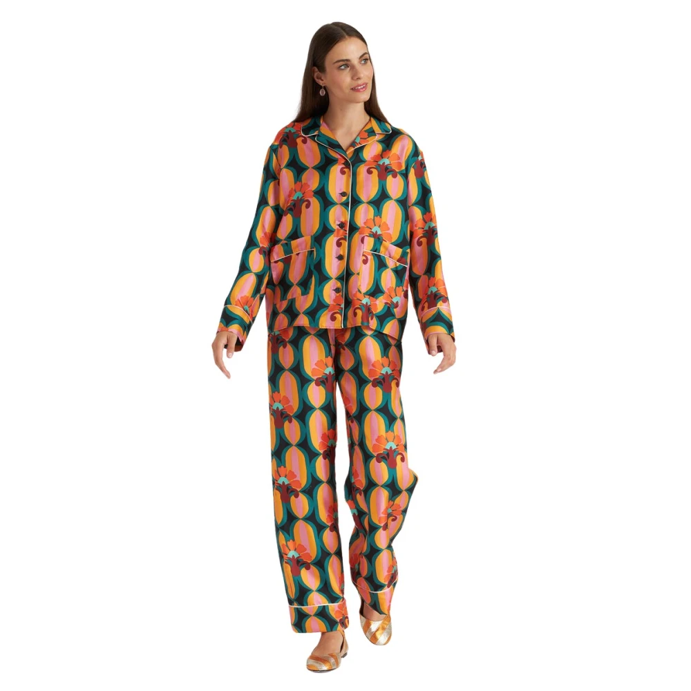 La DoubleJ Zijden Pyjamabroek Multicolor Dames