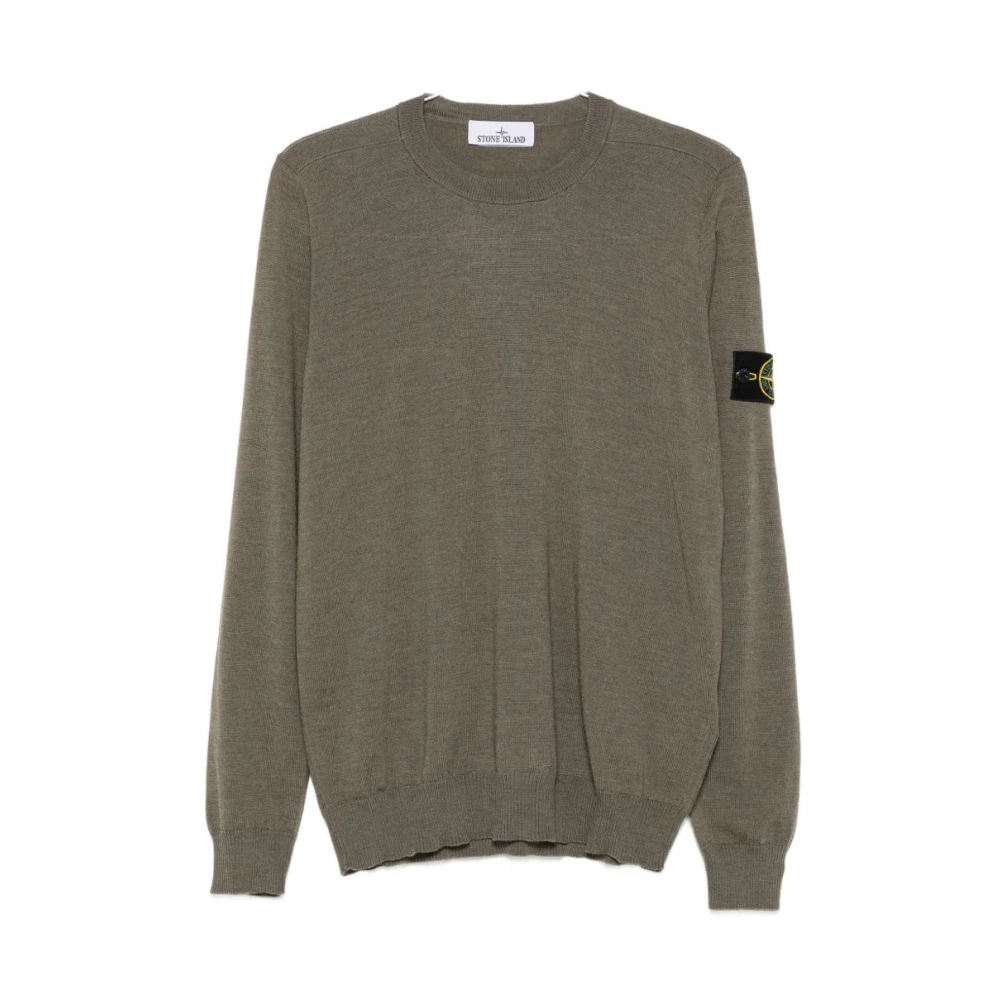 Stone Island , Round-Neck Knitwear, Male, Green, M, Jumpers Army Green