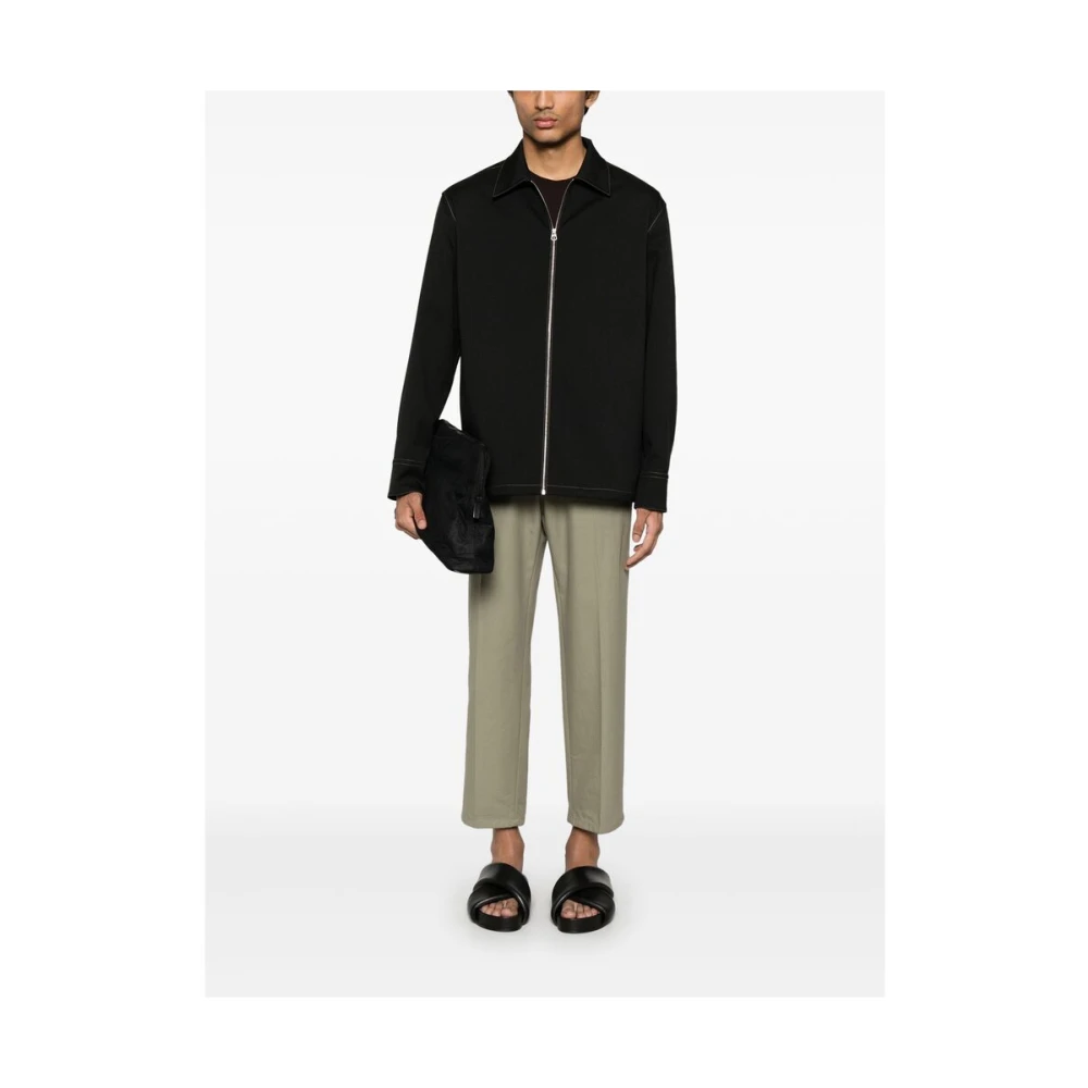 Jil Sander Zwarte Rits Voorkant Shirt Black Heren