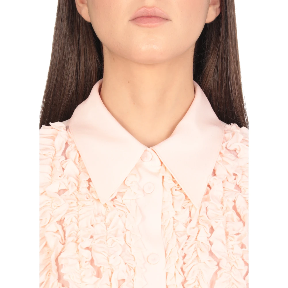 Jil Sander Roze Viscose Shirt met Franjes Pink Dames