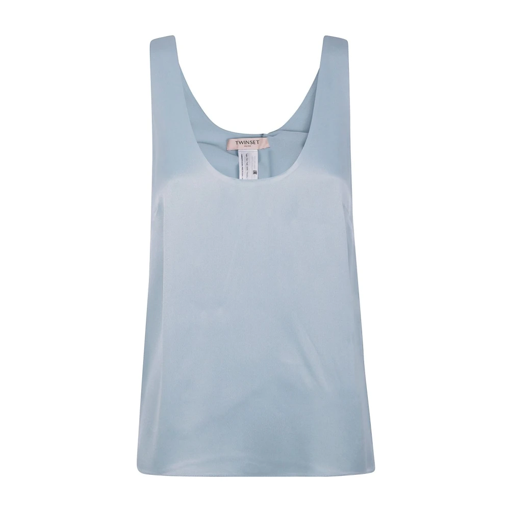 Twinset Women's Blue Sleeveless Tops, L, Stylish Top For