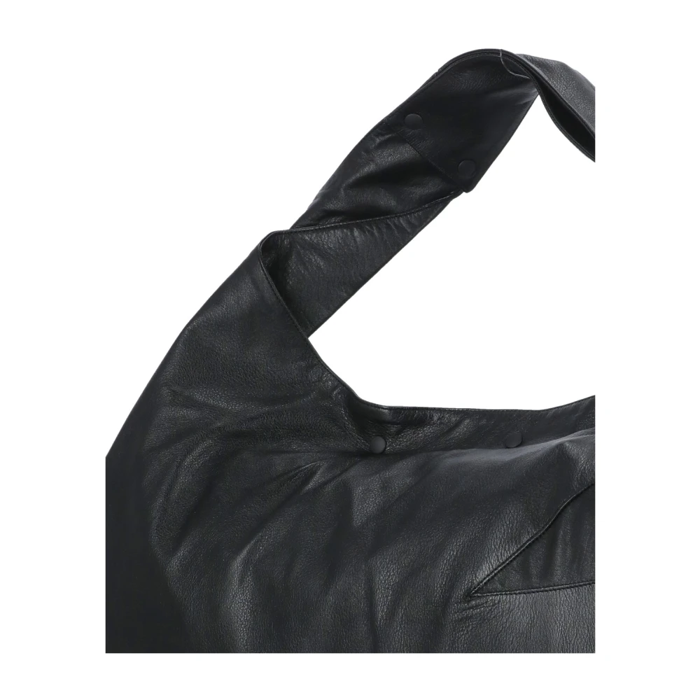 Yohji Yamamoto Zwarte leren schoudertas voor vrouwen Black Dames