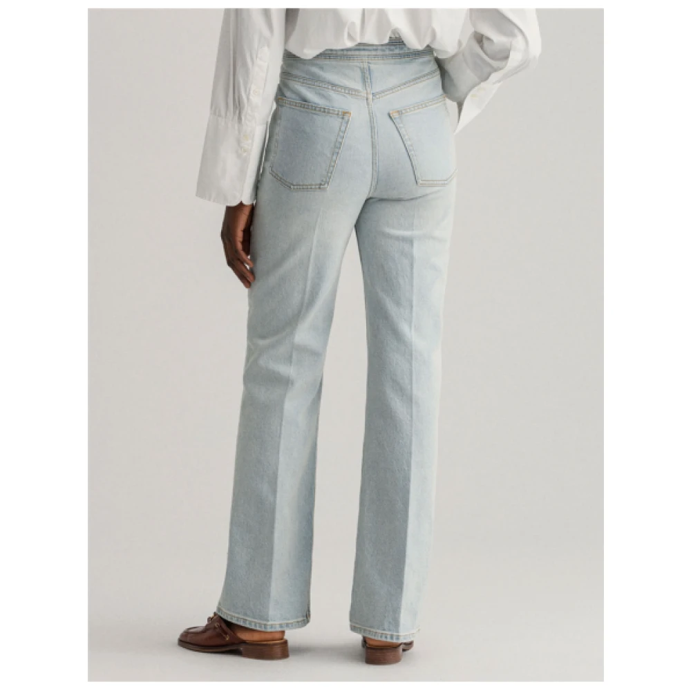 Gant Hoge Taille Flare Jeans in Indigo Wassing Blue Dames